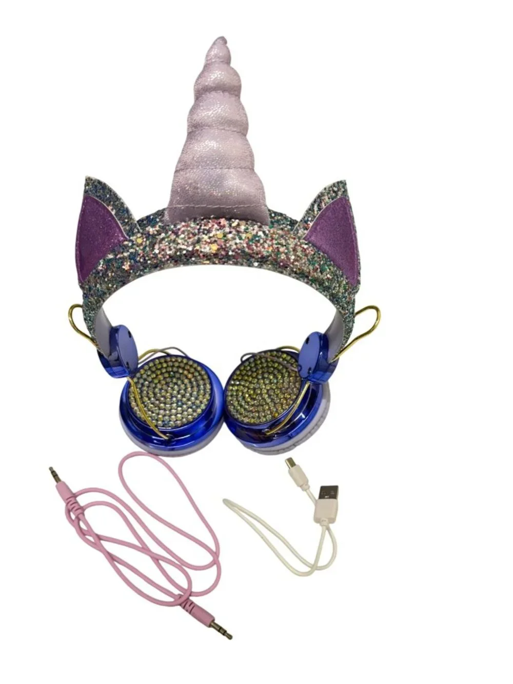 Guard Love Eternal Unicorn Kids Headphones – Glitter Horn, Rhinestones, Wired/Wi